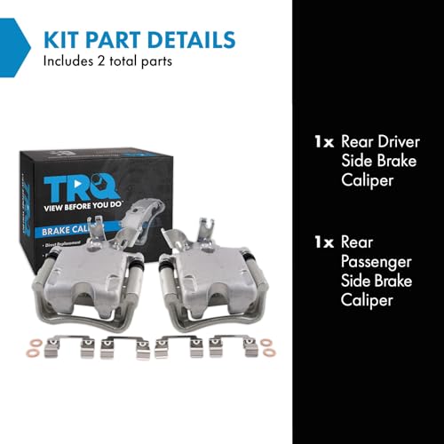 Image of TRQ Rear Brake Caliper Set Zinc Coated Hardware Brackets Compatible with 2014-2015 Chevrolet Malibu