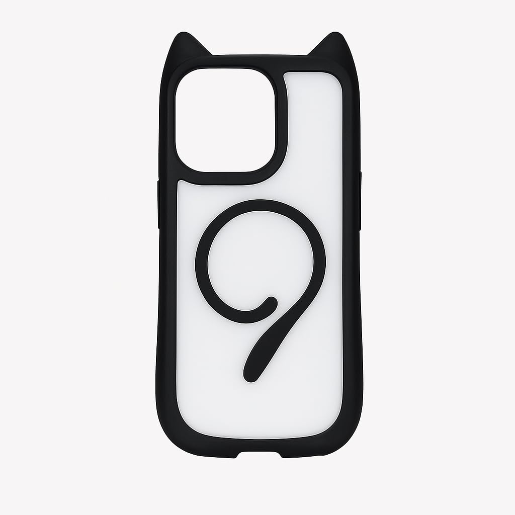 Compatible with iPhone Cute Cat Ear Phone Case with Tail Grip – Soft Silicone Shockproof Protective Cover Compatible with Wireless Charging (Black, iPhone 15 Plus)