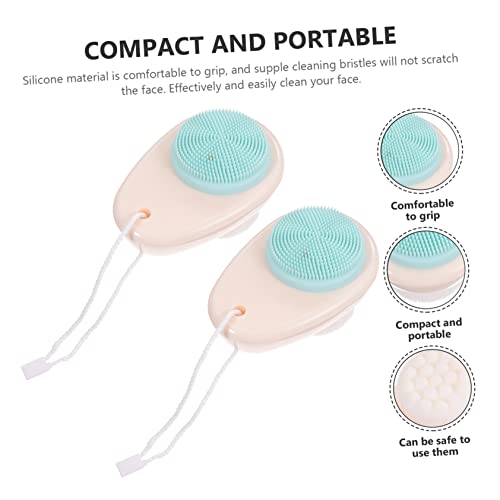 FRCOLOR 2 Pçs Escova De Limpeza Facial Dupla Face Escova De Limpeza De Silicone Escova De Limpeza Fa