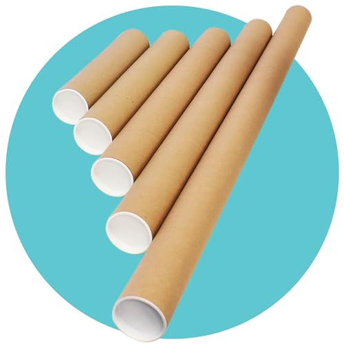 Triplast 2 x A0 Postal Tubes with End Caps (885x45mm | 35x1.8inch) - Cardboard Tube Mailers for Packing Storing & Shipping Posters Charts Blueprints Maps Artwork & Other Rolled Documents