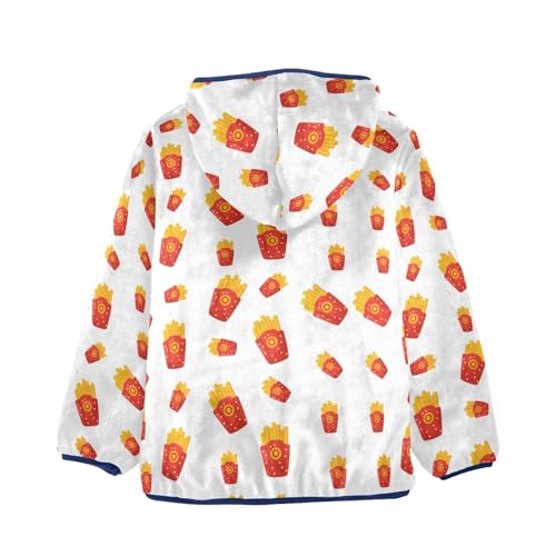 French Fries Girls Fleece Jacket Girls Fall Jacket Girls Zip Up Hoodie Girls Sherpa Jacket 2-10T2