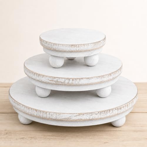 Amyhill 3 Pcs 8/6/4 Inch Mini Wooden Risers for Decor, Washed White
