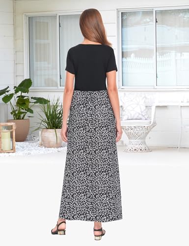 Image of Lacavocor Womens Short Sleeve Maxi Dresses Empire Waist Long Dress