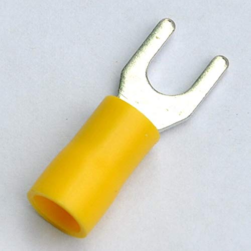 Davitu (1000 pcs/lot) Crimp Spade Wire Connector, 12~10AWG, 10, 48AMP, Yellow, Fork Terminal.