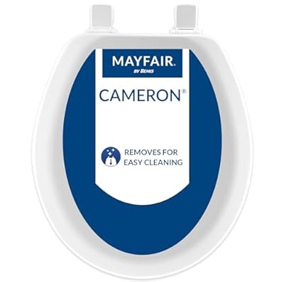 Mayfair Cameron White Toilet Seat, Non Slip Heavy Duty Wood, Easy Clean, Round