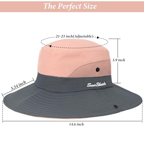 Image of Womens Foldable Wide-Brim UV-Protection Sun-Hat with Ponytail Hole
