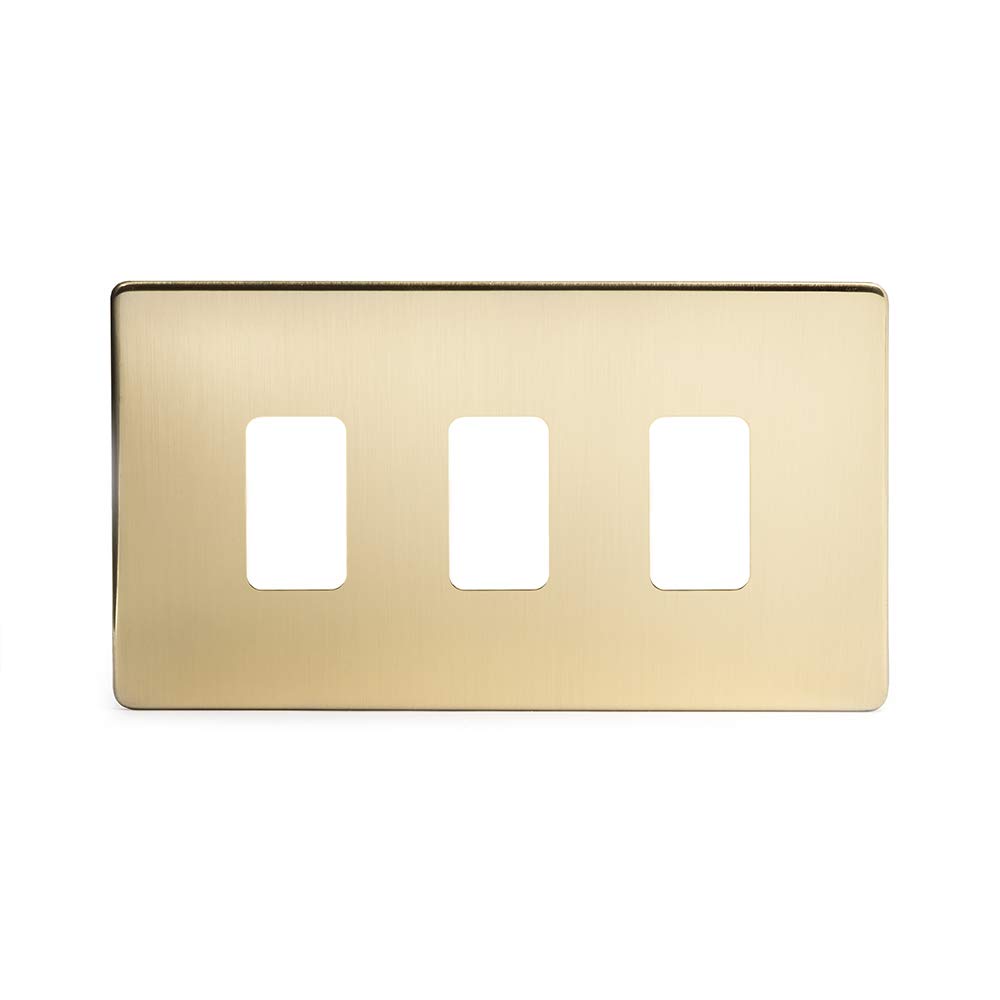 Soho Lighting Black/Light Brushed Brass 3 Gang Rm Rectangular Module Grid Switch Plate