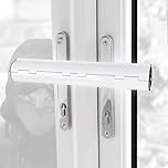 Home Secure™ Double Door Handle Security Lock – No Drill Patio & French Door Lock for Double Handles, Visible Anti-Intruder Deterrent, Tool-Free Installation, White
