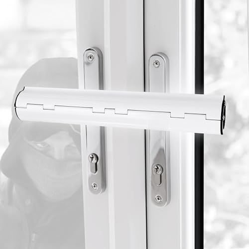 Patio Door Lock & French Door Security Lock for Double Doors No Drill Fits 2 Horizontal Handles Tool-Free Anti-Intruder Deterrent for Patio & Conservatory Doors White Home Secure