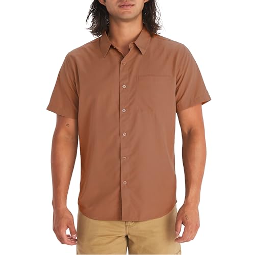 MARMOT Men's Aerobora Short Sleeve Button-Down Shirt - Lightweight, Packable, Quick-Drying UPF Protection