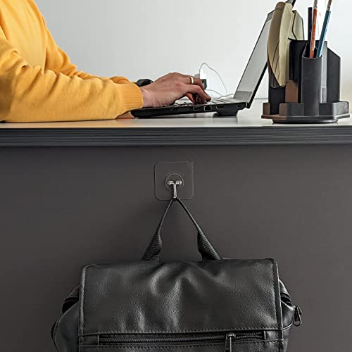 Gluit Adhesive Hooks For Hanging Heavy Duty Wall Hooks 22 Lbs Self Adhesive Sticky Hooks Waterproof Transparent Hooks For Keys Garage Outdoor Office Workshop Door Sticky Hook 12 Pack #TOP2