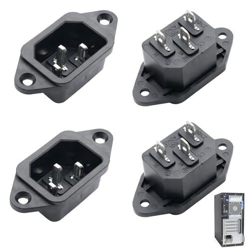 4 Stück Kaltgerätestecker Kaltgerätebuchse C14 Stecker Kaltgeräte Buchse Rahmenmontage Mit Zwei Löchern Geeignet Für PCs Netzteile Schaltschränke Audiogeräte Und DIY-Projekte