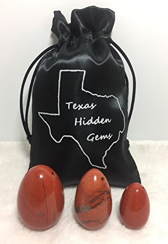 Set of 3 Natural Red Jasper Eggs Kegel Exercise Weights Texas Hidden Gems