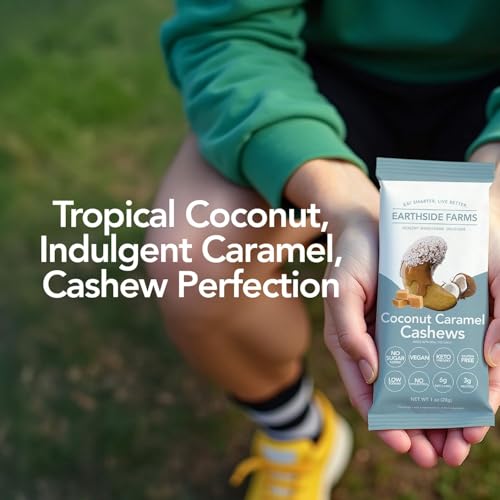 Image of Earthside Farms Coconut Caramel Cashews 1oz, 8 Pack - Vegan, Gluten-Free, Low Carb, Keto Friendly Snack - Sweet & Crunchy Cashews with Real Coconut - Perfect Snack for On-the-Go, Work, School, Travel