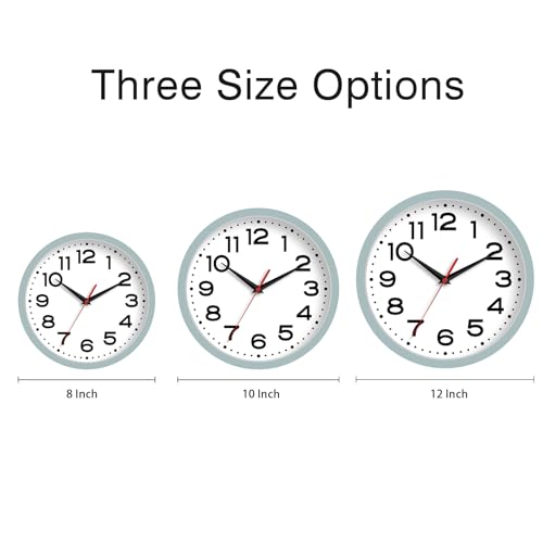 Image of Roymnie 12 Inch Wall Clock, Battery Operated Silent Non Ticking | Blue Gray analog wall clock; bold numerals for easy reading; silent non-ticking; 1 AA battery (not included); for classroom