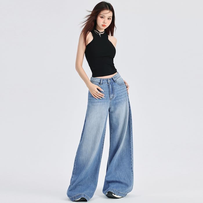 American High-Waisted Wide-Leg Loose Straight-Leg Pants for Women