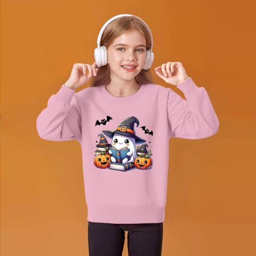 Halloween Cute Sweatshirts For Kids Spooky Season Ghost Funny Sweatshirt Crew Neck Long Sleeve Tops Cute Spooky Outfit4