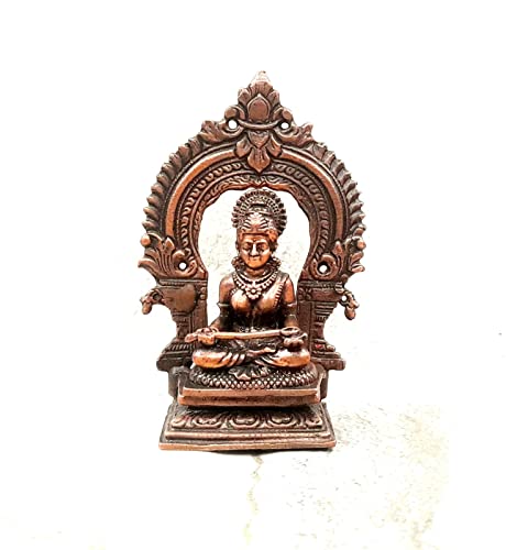 Image of Copper Idols India, 3 inches, Handmade Goddess Annapoorani Idol with Prabhavalli, 120 Grams, Patina Antique Finish, Pack of 1 Piece