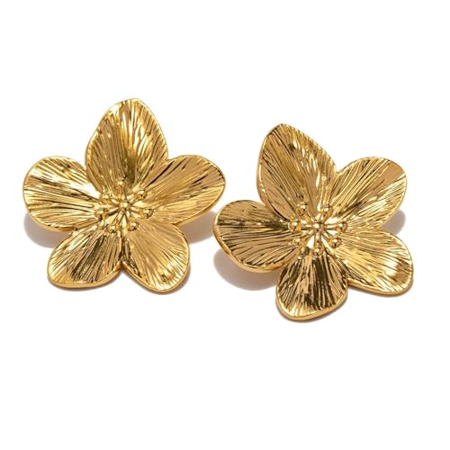Boucles D'Oreilles Femme Acier Inoxydable Boucle D'Oreille Fleur Bijoux Femme Or 18 Carats Bijoux...