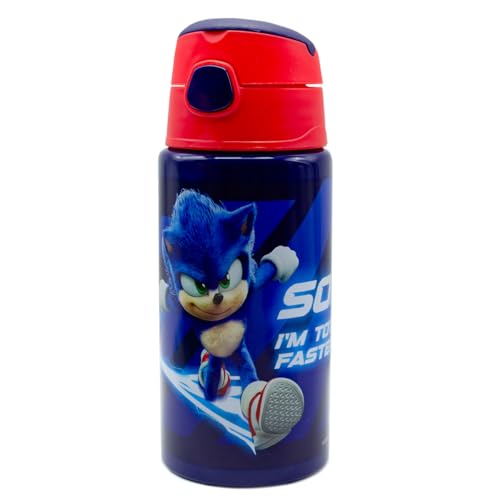 ms móvil shop Botella de Aluminio Flip Sonic El Erizo Cantimplora de Agua 500ml para Niños Reutilizable Producto Oficial