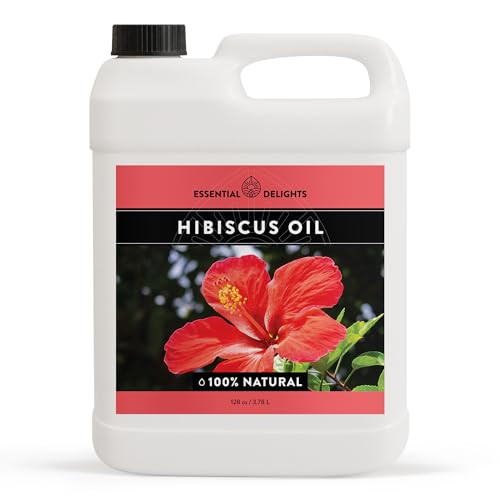 Image of Hibiscus Oil by Essential Delights - Premium Cold Pressed Carrier Oil (128 oz.) | for Skin, Face, Body, Hair, Massage, and Aromatherapy Blends