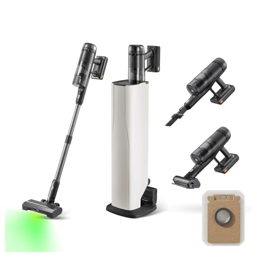 roborock H60 Hub Ultra Akku Staubsauger mit Auto-Entleerungsstation, 210AW Saugleistung für Teppiche und Hartböden, 90 Min, Anti-Tangle Bürste, 140° LED-Staubdetektion, Zubehör für alle Oberflächen