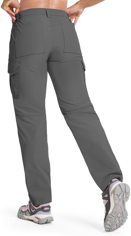 Women's Hiking Cargo Pants 9 Pockets Water-Resistant Quick Dry Lightweight Work Travel Camping Tactical Pants