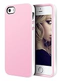 iPhone 5S Case ,GOSHELL Apple iPhone SE Protective Case Soft Bumper Cases Shockproof Rubber Slim Case Cover Anti-scratch Shell Dual Color TPU Back Cover for iPhone 5 5S SE (White/Pink)