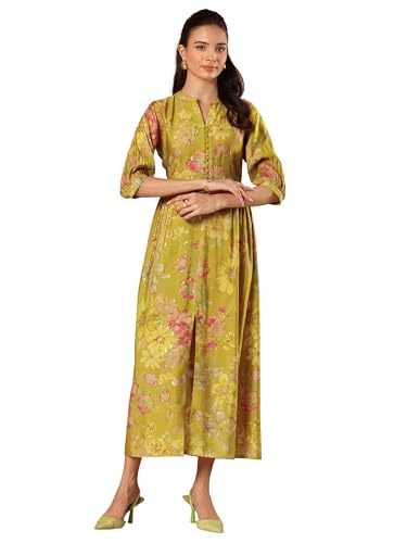 Robe midi en soie mélangée Libas femme vert XL vêtement chic