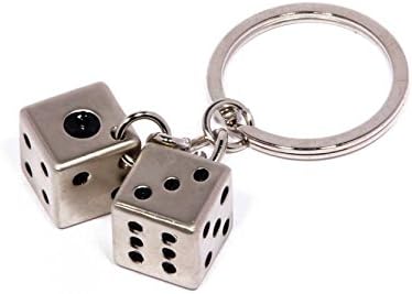Cute Creative Metal Double Dice Key-chain Silver Originality Gift