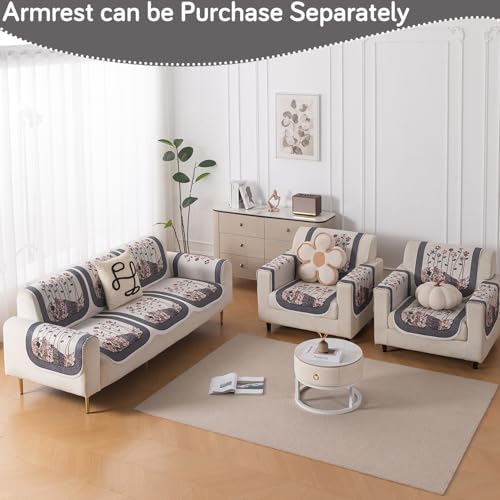 Image of HOKIPO 'HeavenHue' Fleece Soft Touch Quilted Sofa Cover 5 Seater Set - Washable 3+1+1 Sofa Panel for Seat & Back | Mystic Wings (IN-840-D7*2 + IN-838-D7*4)
