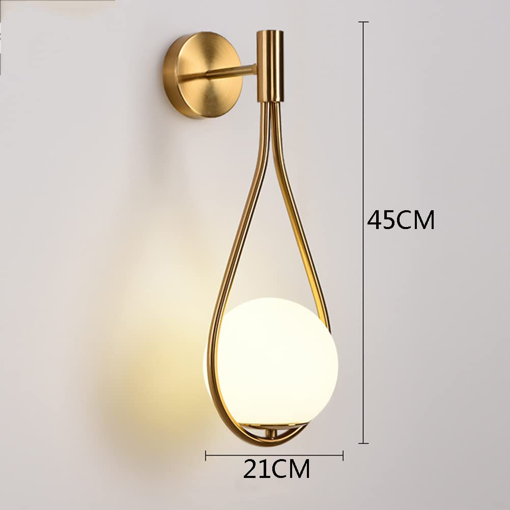 Kinkiet retro z włącznikiem i wtyczką Lampka nocna E27 Antyczna metalowa lampa ścienna Mosiężny wygląd Vintage Industrial Oświetlenie wewnętrzne Ścienne Kulisty klosz Szklany Złoty