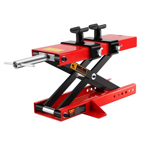 AAKSUS Elevador de Tijera Central para Motocicleta, Soporte de elevación para Bicicletas, ATV, Scooter, Soporte de manivela con sillín y pasadores de Seguridad, 1100 LB