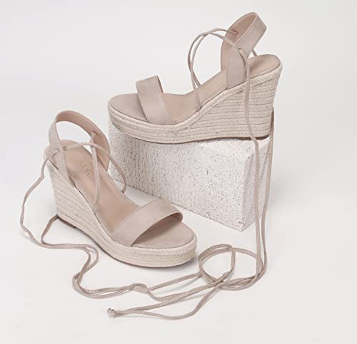 Image of Women's Wedge Platform Espadrille Open Toe Lace-Up Sandals, Cross Strap Wedge Sandals Summer Espadrilles Ankle Strap Buckle Platform Sandals