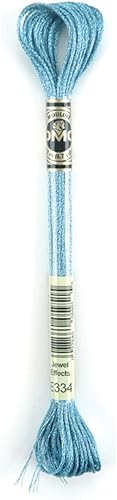 DMC 317W-E334 Hilo de bordado de poliéster con efectos de luz, 8.7 yardas, topacio azul