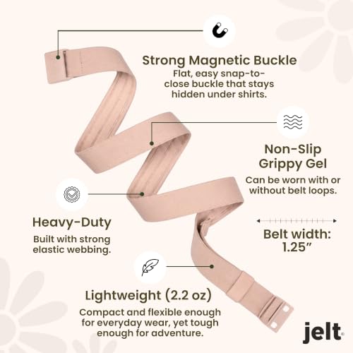 Image of JeltX Adjustable Elastic Belts for Men and Women, Non-Slip Stretch Belt with Magnetic Belt Buckle and Grippy Gel