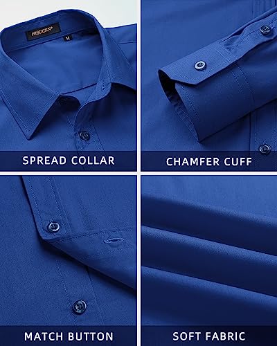 Image of HISDERN Mens Dress Shirt with Tie Pocket Square Set Classic Button Down Shirt Matching Tie Long Sleeve Shirts