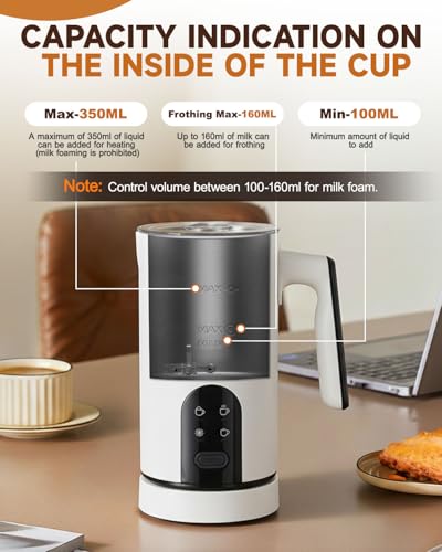 Image of Electric Milk Frother, 4-in-1 Automatic Milk Steamer & Foamer 11.8oz /350ml, Automatic Hot and Cold Foam Maker and Milk Warmer for Latte, Cappuccino, Matcha, Hot Chocolate (White)