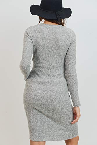 Hello Miz Women's Ribbed Maternity Knit Dress With Long Sleeve (Heather Grey, M) #TOP3