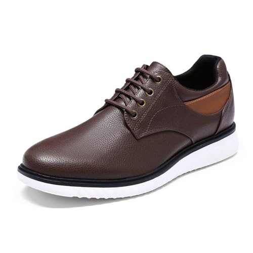 Allthemen Mens Business Leather Lace Up Shoes Formal Oxfords Derby Comfortable Sneakers Walking Dress Shoes Coffee 9.5 UK