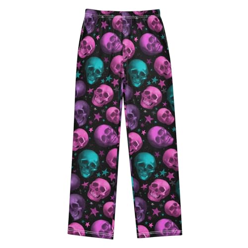 ALAZA Skeleton Sugar Skull Star Pajama Pants Long Sleep Pant Pajama Bottoms Elastic Waist with Pockets