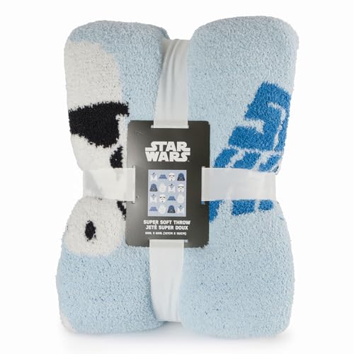 Image of Jay Franco Star Wars Feather Knit Fluffy Throw Blanket - Darth Vader and R2D2 Fuzzy Blanket Measures 50 x 60 inch - Super Soft Lightweight Bedding