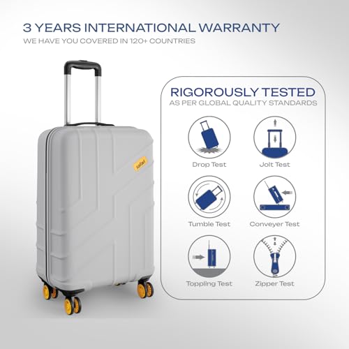 Image of Safari Cabin Stratos 8 Wheels 55cm Size Trolley Bag, Hard Case Polycarbonate, 360º Wheeling Carry-on Luggage for Men & Women, Travel Bag, Suitcase for Travel, Trolley Bags for Travel, Cloud Grey