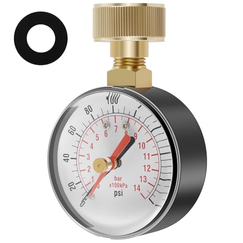 CWAGRQ Water Pressure Gauge 0-14Bar/0-200PSI 60mm Sturdy Metal Dial 3/4 NPT Female Hose Radial Thread Water Pressure Test Gauge for Hose Faucet Water Pump or Garden Irrigation System Monitoring