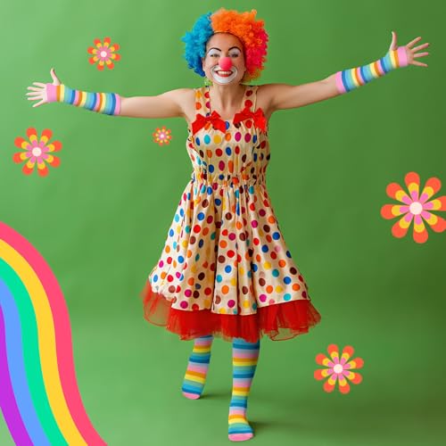 Image of Geyoga Arm Warmers Leg Warmers Striped Thigh High Socks Fingerless Gloves Stockings Christmas Halloween