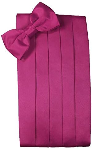 Men's Solid Satin Cummerbund & Bow Tie Set - Many Colors (Watermelon)