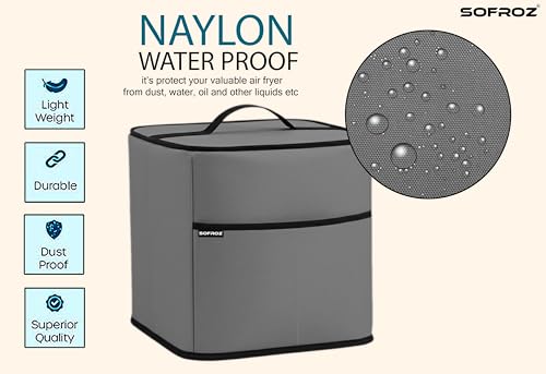 Image of Oven Air Fryer Top Cover with 2 Storage Pockets for Inalsa 23L - Dustproof & Waterproof, Washable Protective Cover for Kitchen Appliances inls 23L (Grey)