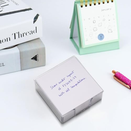 Image of SOLO Memo White Sheets Pack of 2, Plain Non-Sticky 300 Notes, Blank Small Size Note Pad, 78 GSM Loose Sheets, Plastic Holder, Memo Blocks for Notes, Reminders, Study and Organizing (3.7 x 3.7 inch)