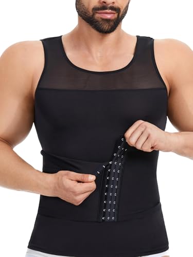 Men Compression Shirts Undershirts Slimming Body Shaper Tummy Control Chest Waist Trainer Tank Top Vest3