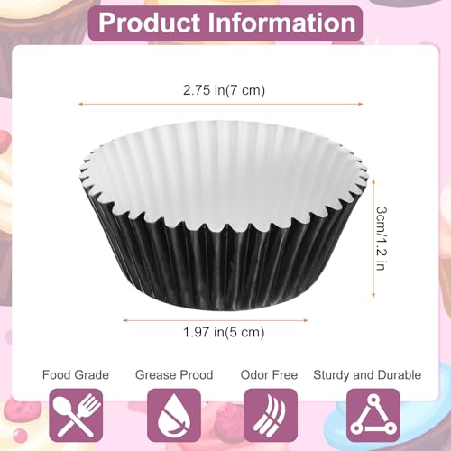 Caissettes à muffins en feuille d'aluminium rigide couleur noir - 3
